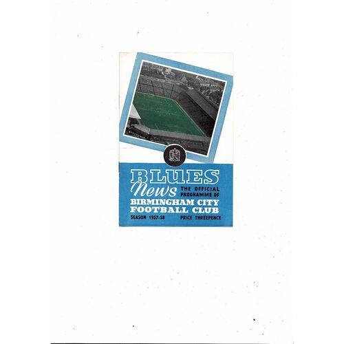 1957/58 Birmingham City v Leeds United Football Programme