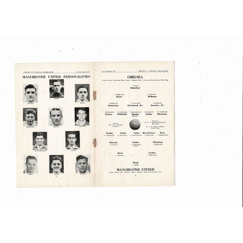 1953/54 Chelsea v Manchester United Football Programme