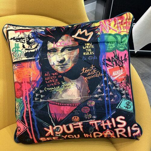 Mona Lisa Street Graffiti Art Cushion