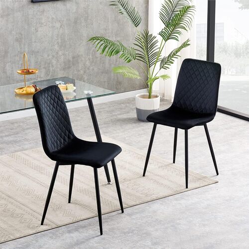 mcc direct Designer Velvet Fabric Dining Chairs Metal Legs Lexi Chairs(Set of 2/Set of 4)