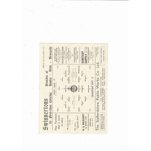 1956/57 Port Vale v Leicester City Football Programme