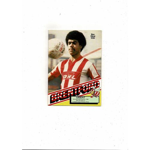 1982/83 Brentford v Leyton Orient Football Programme