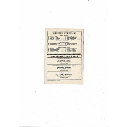 1967/68 Arsenal v Sheffield Wednesday Football Programme December