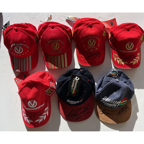 Michael Schumacher Hand-Signed Cap Set