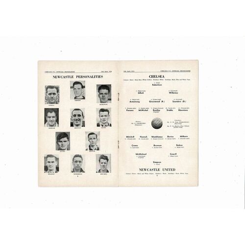1953/54 Chelsea v Newcastle United Football Programme