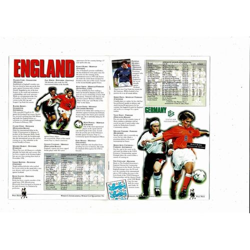 1998 England v Germany Women's International Football Programme @ Millwall