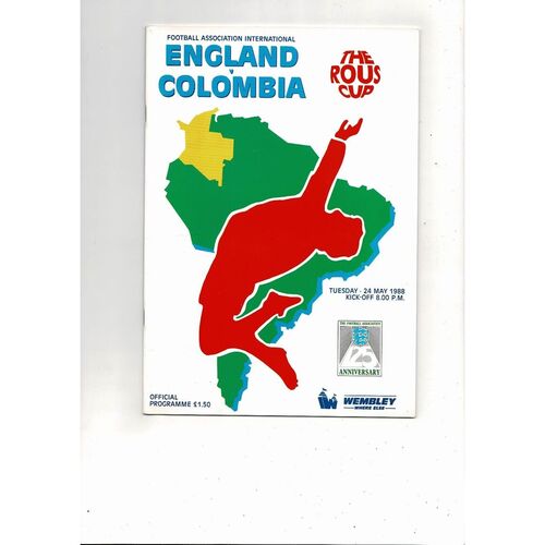 1988 England v Colombia Football Programme