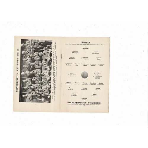 1957/58 Chelsea v Wolves Football Programme