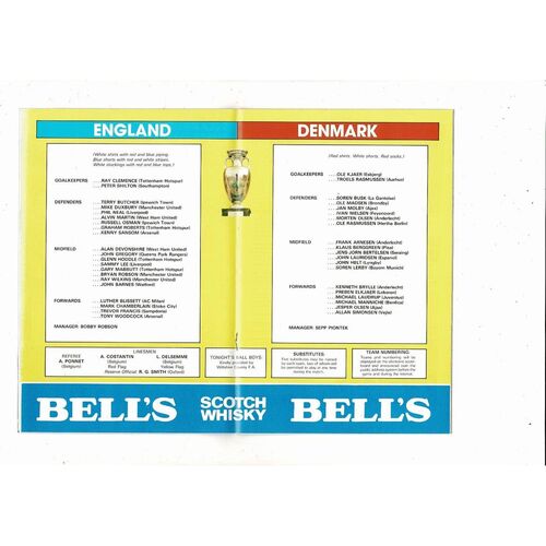 1983 England v Denmark Football Programme
