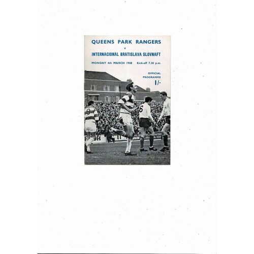 Queens Park Rangers v Inter Bratislava Friendly Football Programme 1967/68