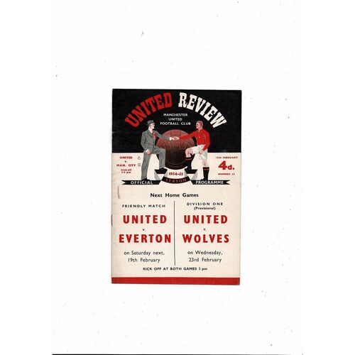 1954/55 Manchester United v Manchester City Football Programme