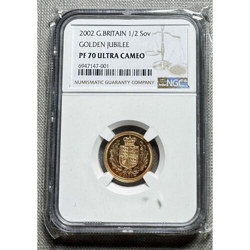 2002 Queen Elizabeth 11 gold proof half sovereign