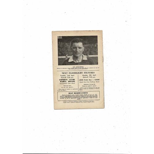 Chelsea v Sparta Friendly Football Programme 1956/57