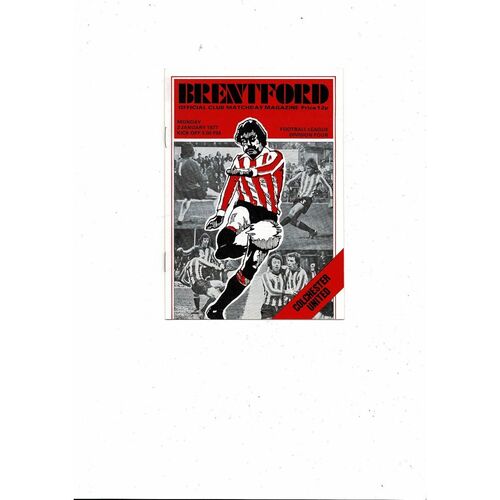 1976/77 Brentford v Colchester United Football Programme