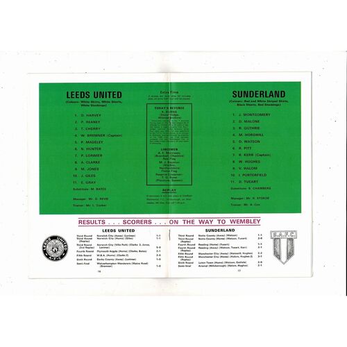 1973 Leeds United v Sunderland FA Cup Final Football Programme