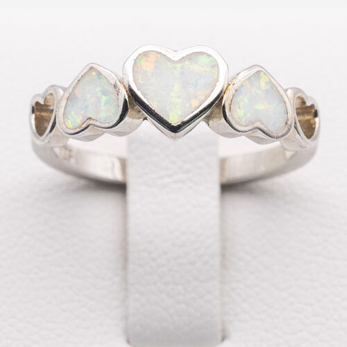 Bezel set white opalite stone on 925 sterling silver ring