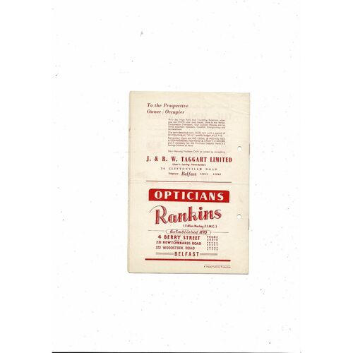 1958/59 Cliftonville v Ballymena United Football Programme