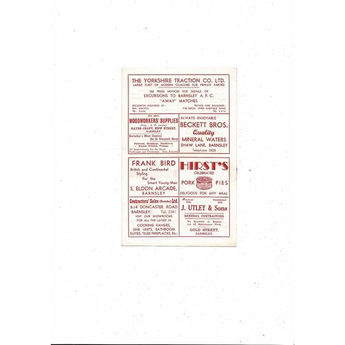 1960/61 Barnsley v Colchester United Football Programme