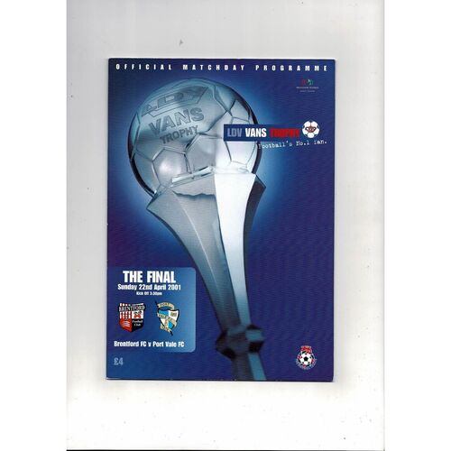 2001 Brentford v Port Vale LDV Vans Trophy Final Football Programme