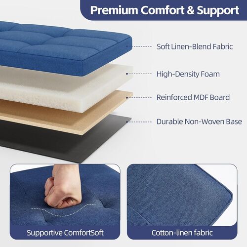 mcc direct Foldable Storage Ottoman, Small Footrest Cube, Storage Bench with Lid, 1 Storage Box for Bedroom & Living Room, 36 cm
