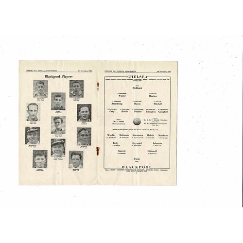 1949/50 Chelsea v Blackpool Football Programme