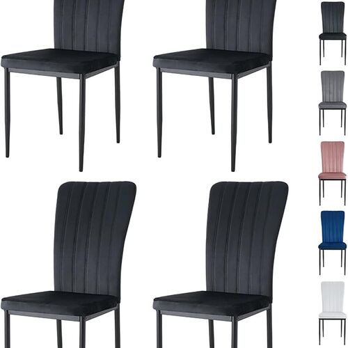 mcc direct Dining Chairs, Velvet High Back Kitchen Chairs with Upholstered Soft Seat and Metal Legs for Home, Office, Dining and Reception - Elle