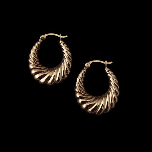 9ct yellow gold shell creole earrings