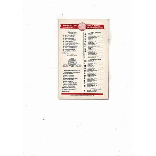 1973/74 Liverpool v Wolves Football Programme + League Review