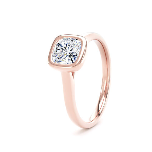 Cushion cut rubover diamond solitaire