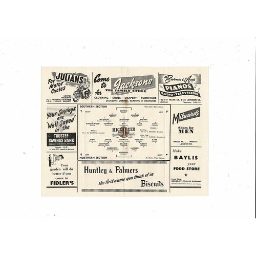 Southern League v Northern League Friendly Football Programme 1954/55 @ Reading