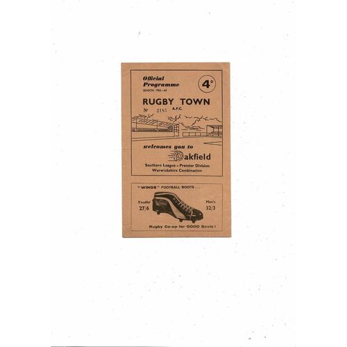 1962/63 Rugby Town v Nuneaton Southern League Football Programme