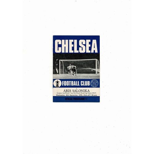 Chelsea v Aris Salonika European Cup Winners Cup Football Programme 1970/71 Autographed