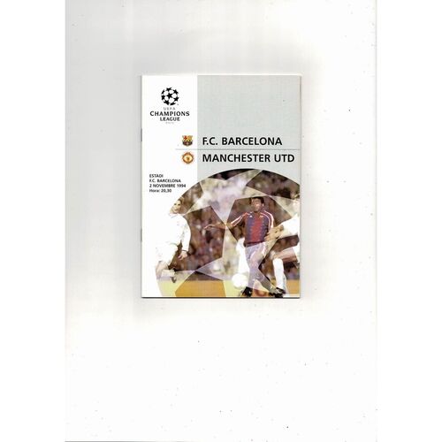 Barcelona v Manchester United Champions League Football Programme 1994/95
