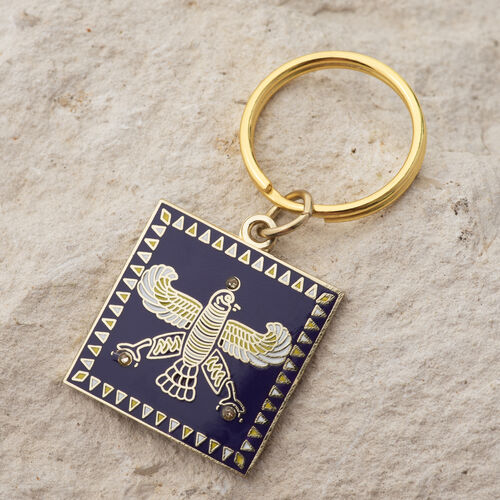 Charm. The Persian Falcon. Purple with 3 Yellow Stones.