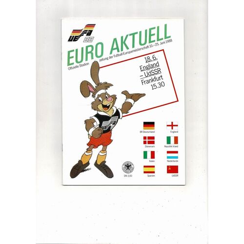Euro 88 England v Russia Football Programme