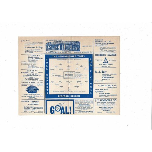 1964/65 Bedford Town v Hastings United Southern League Football Programme