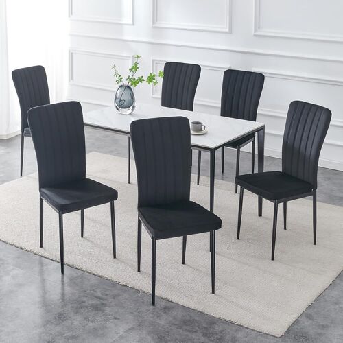 mcc direct Dining Chairs, Velvet High Back Kitchen Chairs with Upholstered Soft Seat and Metal Legs for Home, Office, Dining and Reception - Elle