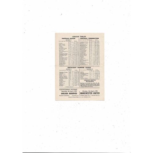 Tottenham Hotspur v Birmingham City Football Combination Programme 1969/70