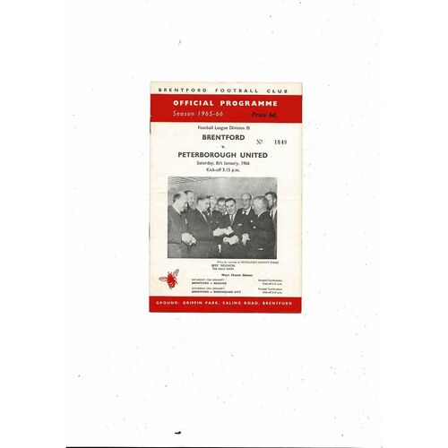 1965/66 Brentford v Peterborough United Football Programme
