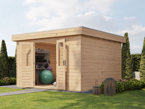 3.6mtr x 3.6mtr 44mm walled Flat Roof Cabin
