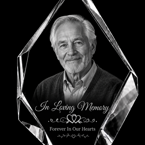 Memorial 3D Crystal Gifts | 3d Crystal Shop | 3d crystal glass engraving | Personalised 3d engraving  | 3d crystal photo