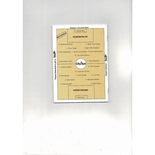 Rosenborg v Avenir Beggen European Cup Football Programme 1993/94