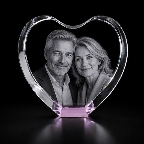 Personalised 3D Pink Crystal Heart – UK Exclusive