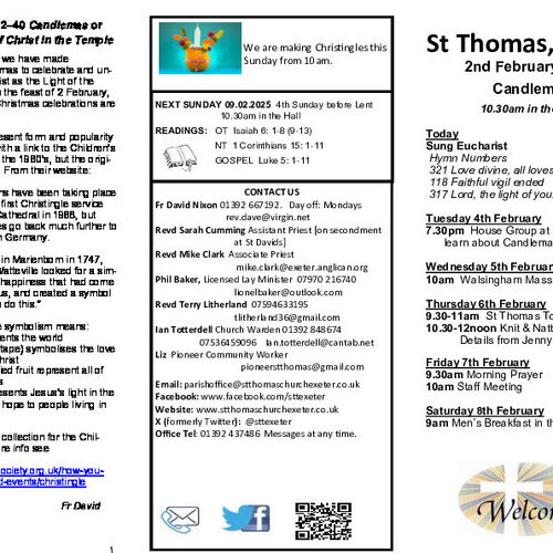 Pew Sheet | The Parish of St Thomas, Exeter