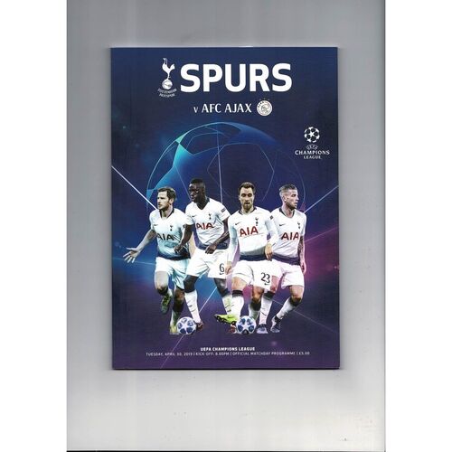 2018/19 Tottenham Hotspur v Ajax Champions League Semi Final Football Programme