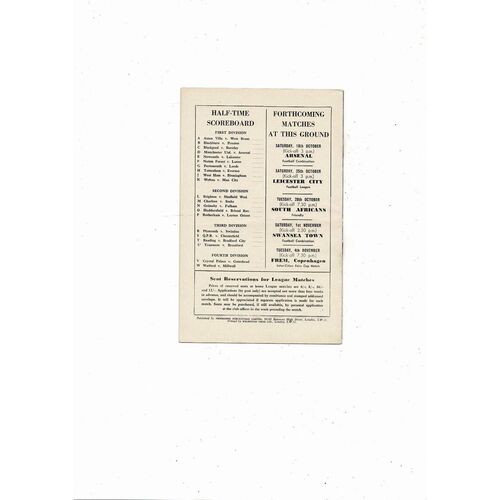 1958/59 Chelsea v Bolton Wanderers Football Programme