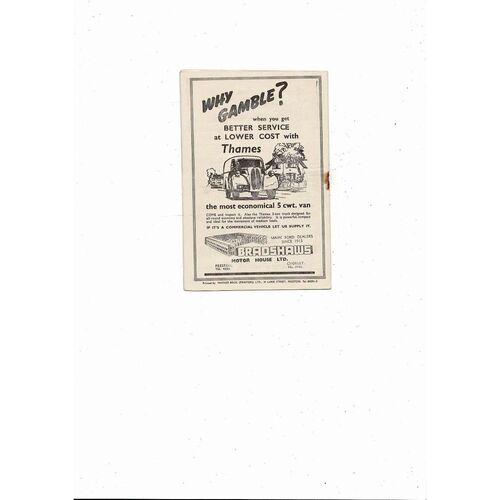 1953/54 Preston v Bolton Wanderers Football Programme