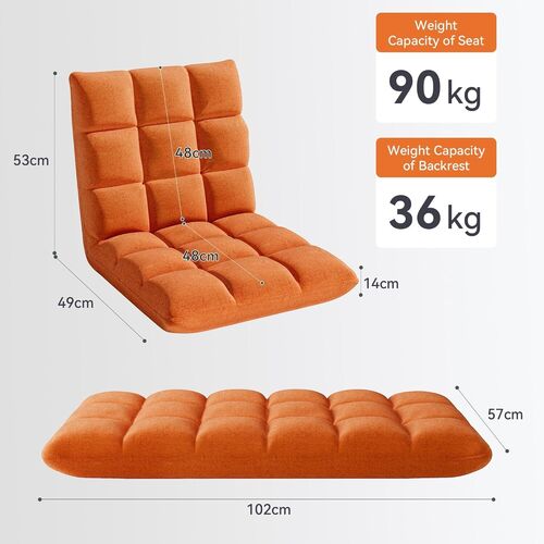 mcc direct Adjustable Floor Chair, Multi-Position Folding Sofa Chair with Back Support, Comfortable Floor Seating for Reading, Gaming, Meditation & Relaxing, Living Room or Bedroom
