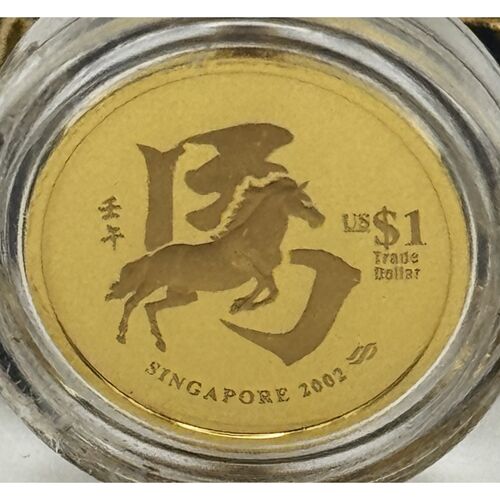 2002 gold trade dollar Singapore proof coin in Faberge style egg