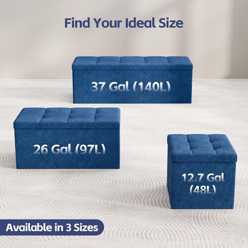 mcc direct Foldable Storage Ottoman, Small Footrest Cube, Storage Bench with Lid, 1 Storage Box for Bedroom & Living Room, 36 cm